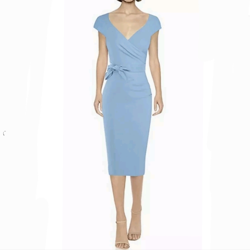 MUXXN Baby Blue Vintage Look Sweetheart Neck Wrap Style Back Zipper Dress XL
